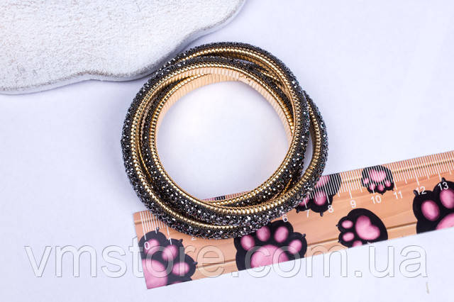 Браслет с черными камнями женский на руку