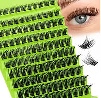 Накладні пучкові вії для приклеювання клеєм у домашніх умовах 8 -16 мм / Вигин D/ 120 шт