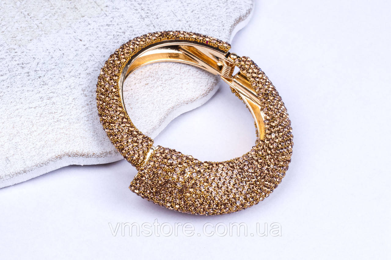 Широкий жіночий браслет на руку з камінням, фото 1