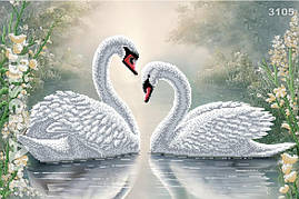 Схема вишивання бісером на габардині Бісер Арт Лебеді 40х60-3105