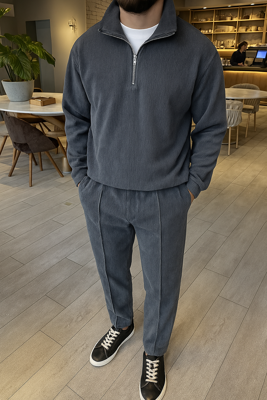 Чоловічий спортивний костюм чорний класичний без капюшону прямі штани, фото 1