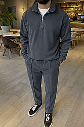 Чоловічий спортивний костюм чорний класичний без капюшону прямі штани