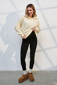 Лосини для вагітних утеплені в рубчик легінси для майбутніх мам на начосі Lane XS Юла Мама чорний