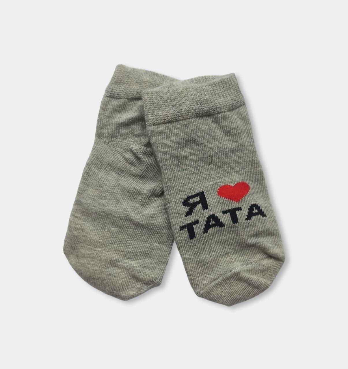 Шкарпетки для немовлят з написом "I love dad" "I love mum" TM TwinSocks 10-12 (18-19) Сірий + Папа