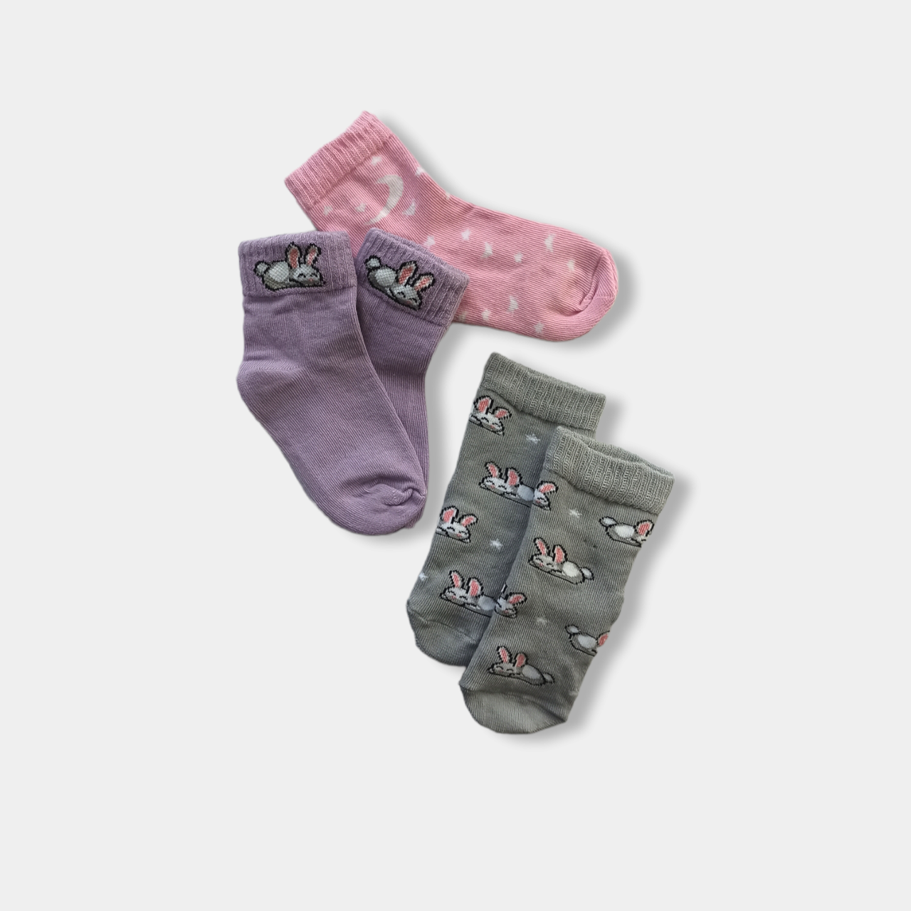 Носочки для дівчинки р. 10-12, 14-16, 18-20 бузкові "Зайчики", фото 1