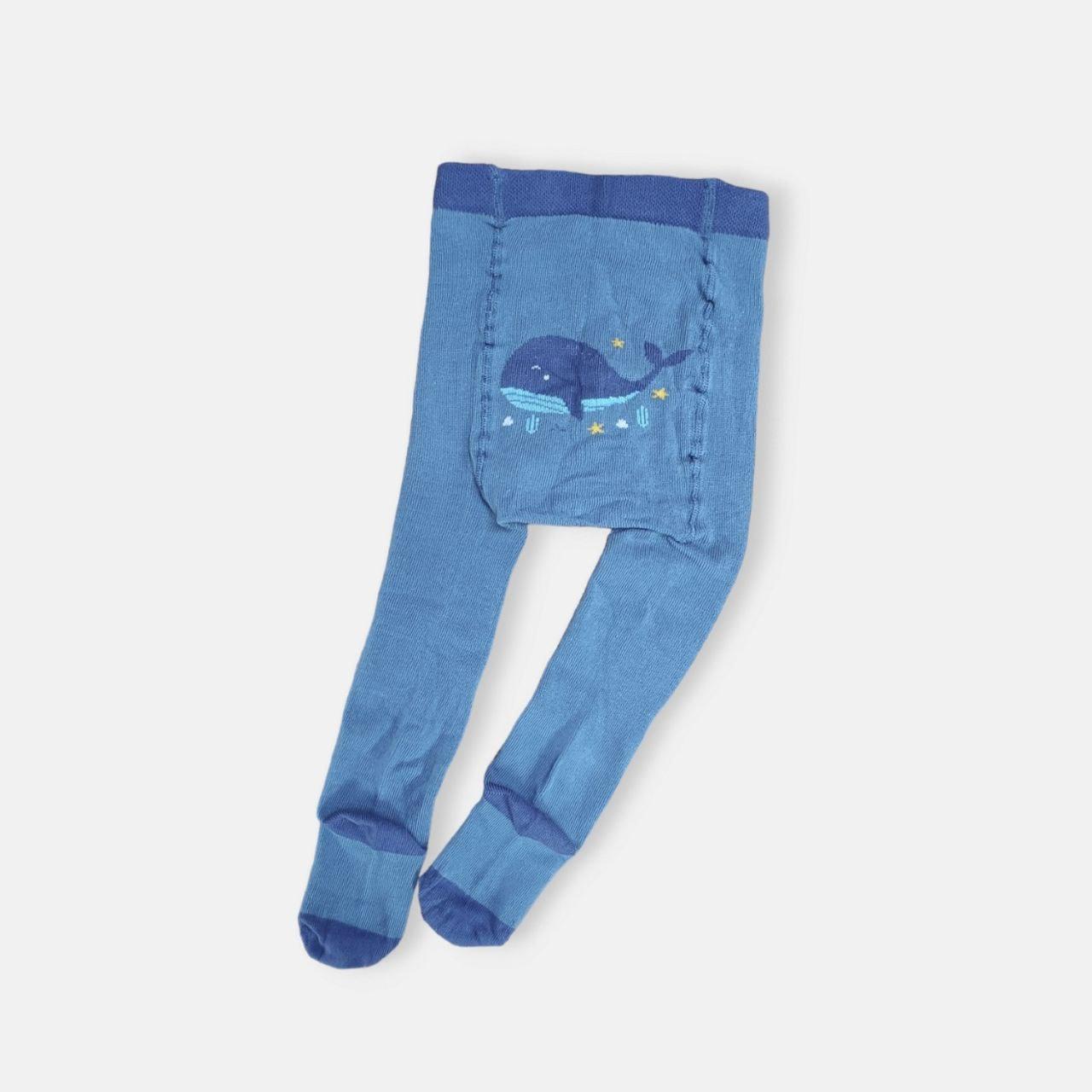 Дитячі колготи бавовняні демісезонні з візерунком на попі кита 62-68, 74-80 ТМ TwinSocks