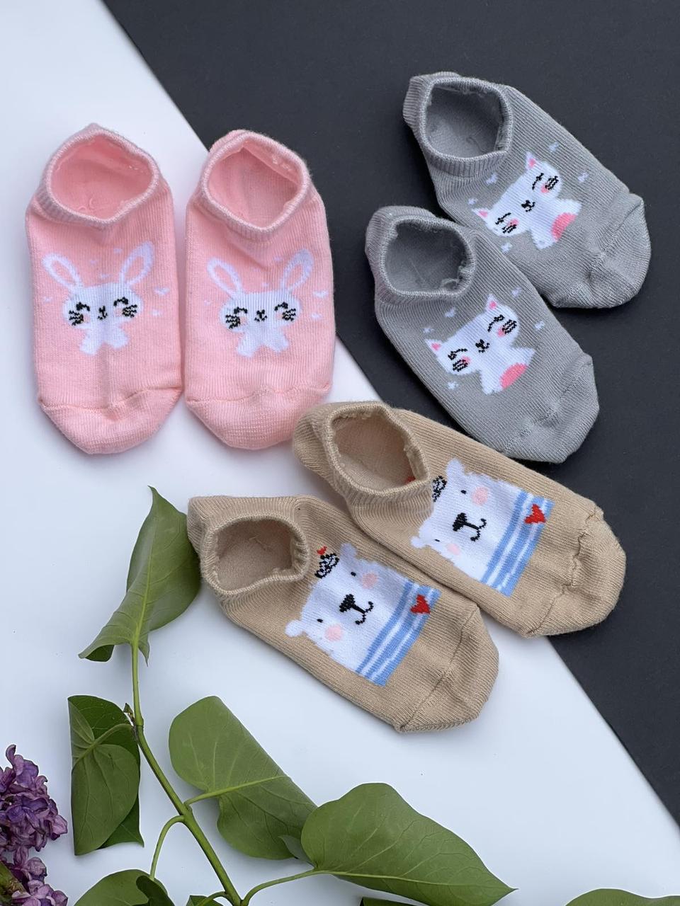 Шкарпетки короткі дитячі сліди Twinsocks нар. 14-16 Бежеві, рожеві, сірі ТМ TwinSocks
