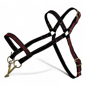 Вуздечка для коня Horse Stall брезентова з посиленням нейлоном чорна