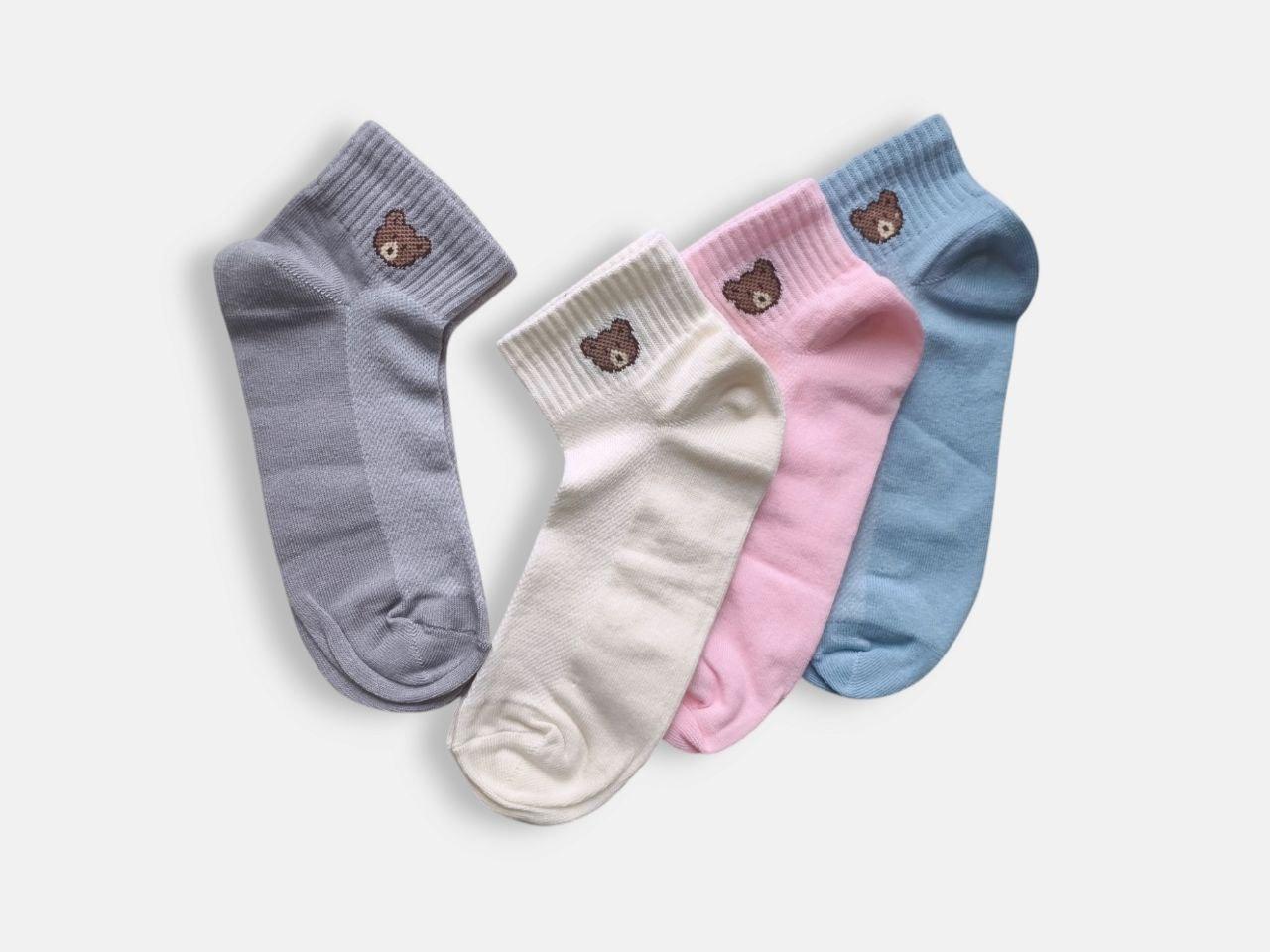 Короткі шкарпетки жіночі сіточка Ведмедик Twinsocks р. 36-39 Молочний, рожевий, блакитний, сірий