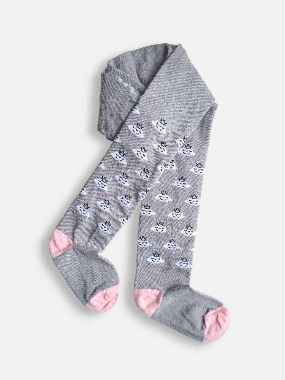 Бавовняні колготки на дівчинку з малюнком Хмаринки ТМ TwinSocks 86-92, 98-104, 110-116