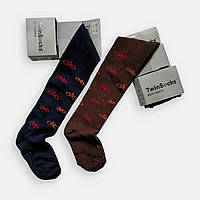 Колготки дитячі для хлопчика з принтом велосипеда: шоколад, темно-синій р.86-92, 98-104, 110-116