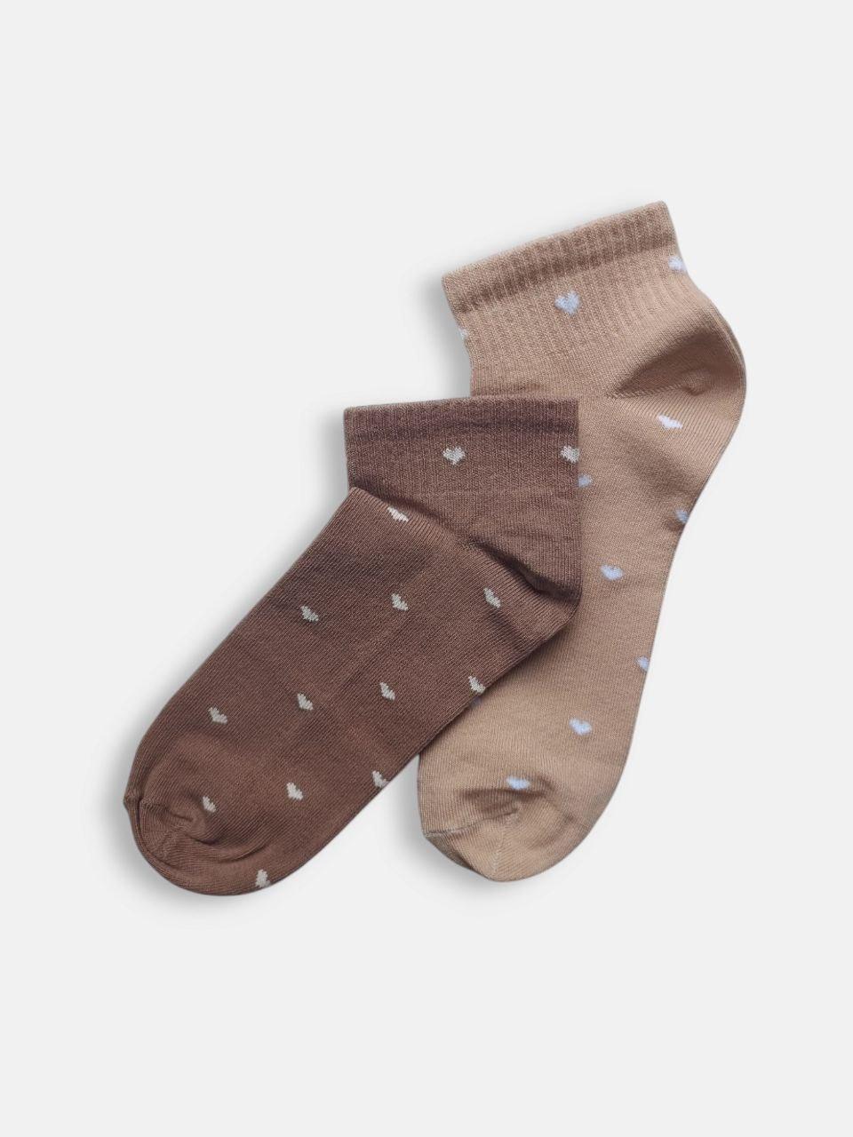 Жіночі шкарпетки з сердечками ТМ TwinSocks р. 36-39 Св. бежевий та т. бежевий