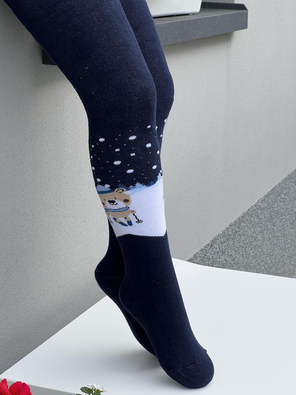 Колготи махрові для хлопчика з принтом ведмедя ТМ Twinsocks 86-92, 98-104, 110-116, 116-122