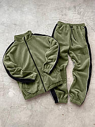 Чоловічий спортивний костюм флісовий без капюшону з лампасами