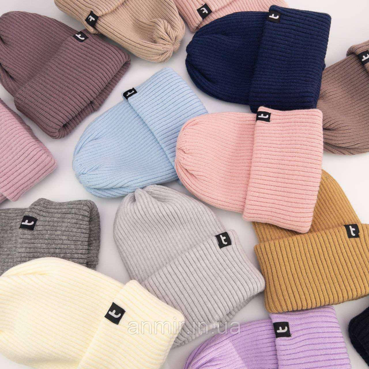 Шапка зимова підліткова подвійна акрил фліс one size, кольору міксом