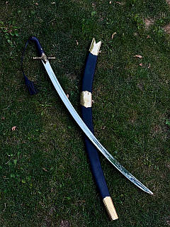 Шабля ручної роботи з литтям тризуба «Шамшир #2» із кованої сталі 40х13/55 HRC.