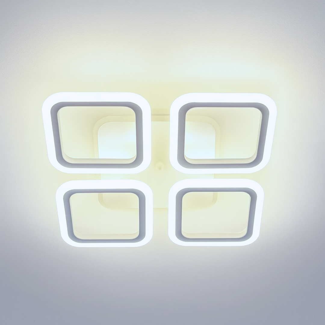 Лед люстра квадрат Vatan Light 72W до 18 м² колір Білий 1136/4 WH 3color, фото 1