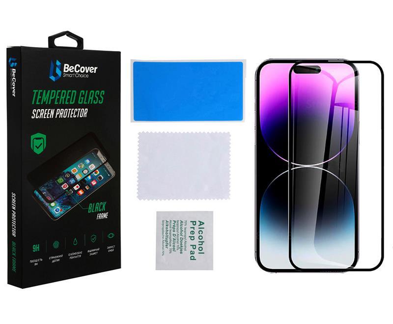 Захисне скло BeCover для Apple iPhone 14 Pro Max Black (707969), з рамкою, захисне покриття, фото 1