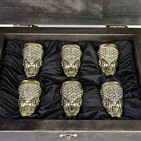 Чарки з бронзи перекрутки Щука 6 шт подарунок військовому на День Народження