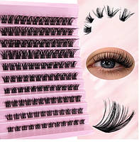 Накладні пучкові вії для приклеювання клеєм у домашніх умовах 8 -16 мм / Вигин 30 D/ 120 шт