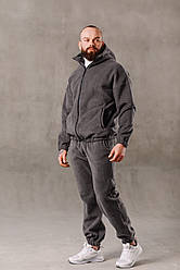 Чоловічий теплий спортивний костюм фліс сірий однотонний