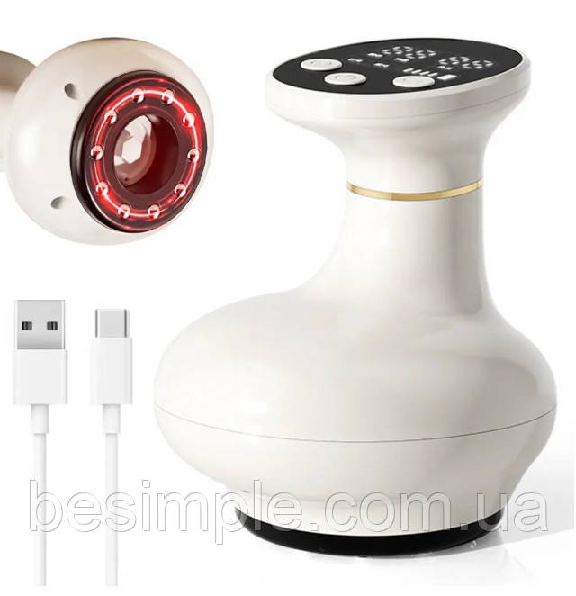 Масажер вакуумний із прогріванням до 55°C, USB / Акумуляторний антицелюлітний масажер / Портативний масажер, фото 1