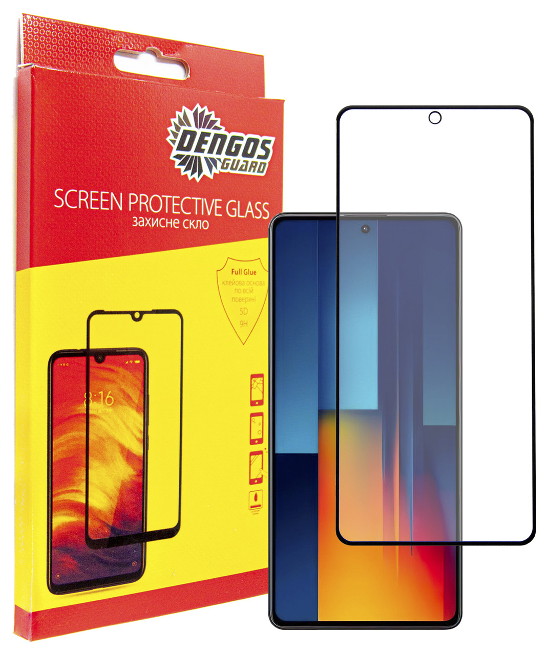 Захисне скло Dengos для Xiaomi Poco M6 Pro 4G Black Full Glue (TGFG-360) з рамкою, фото 1
