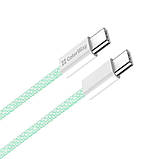 Кабель ColorWay USB Type-C + USB Type-C (M/M), 3.0 А, 1 м, зелений (CW-CBPDCC061-G), тканинне обплетення, фото 3