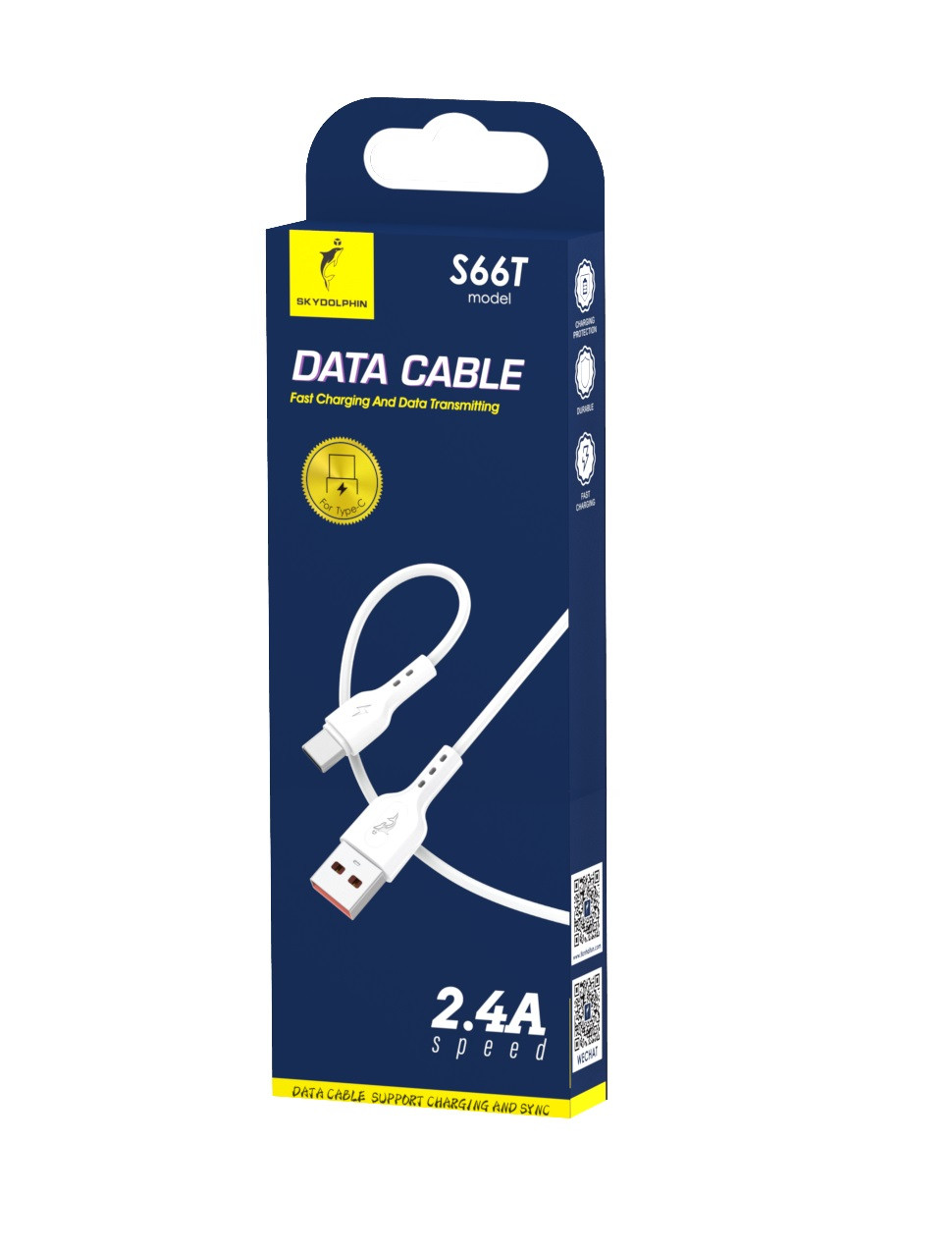 Кабель SkyDolphin S66T USB - USB Type-C (M/M), 1 м, Білий (SDUSB-000649), USB 2.0, вилка-вилка, фото 1