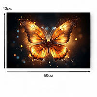 Картина метелик на темному фоні Яскравий декор у сучасний інтер'єр Друк на полотні 60х40см, фото 5
