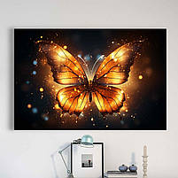 Картина метелик на темному фоні Яскравий декор у сучасний інтер'єр Друк на полотні 60х40см, фото 3