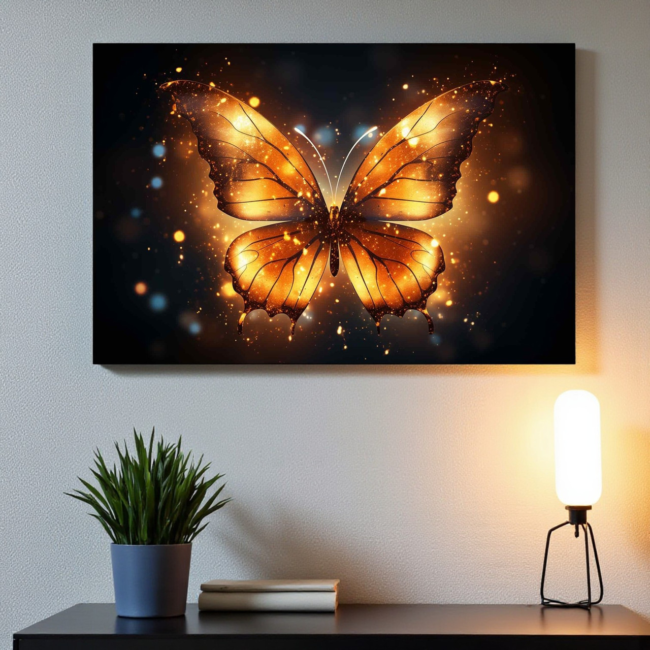 Картина метелик на темному фоні Яскравий декор у сучасний інтер'єр Друк на полотні 60х40см, фото 1