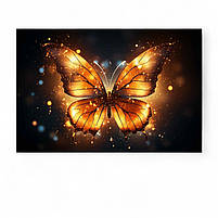 Картина метелик на темному фоні Яскравий декор у сучасний інтер'єр Друк на полотні 60х40см, фото 2