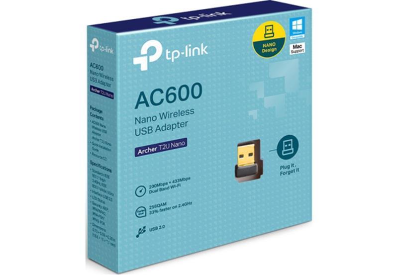 Безпровідний адаптер TP-Link Archer T2U Nano, USB, Wi-Fi 5 (802.11ac), 2.4 ГГц, 5 ГГц, фото 1