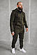 Чоловічий зимовий спортивний костюм на флісі однотонний хакі батал, фото 2