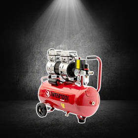 Компресор 24 л 0.75 кВт 8 атм 145 л/хв малошумний безмасляний 2-циліндровий INTERTOOL PT-0022 повітряний