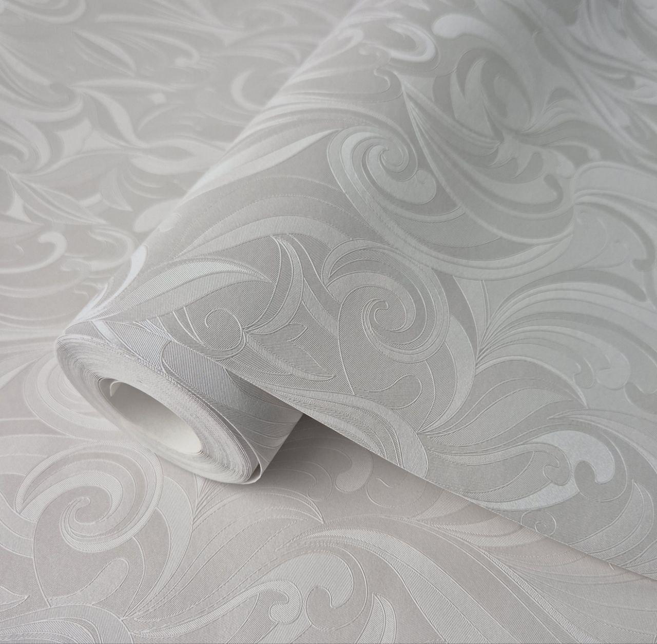 Шпалери вінілові 1.06 × 10.05 м Sintra 520536, світло-сірі з рельєфним візерунком для вітальні, спальні, кабінету, фото 1