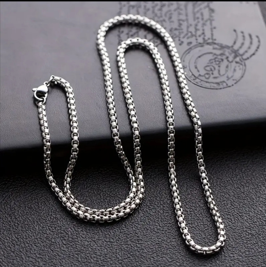 Ланцюжок із нержавіючої сталі плетіння бельцер 4 мм 60 см, колір срібло, фото 1