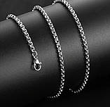 Ланцюжок із нержавіючої сталі плетіння бельцер 4 мм 60 см, колір срібло, фото 3