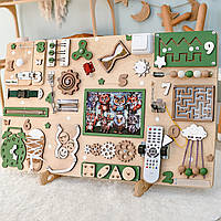 Подарунок дитині Великий Бізіборд Монтессорі ЛІС Дошка для розвитку, Іграшка для моторики,  дерев'яні іграшки