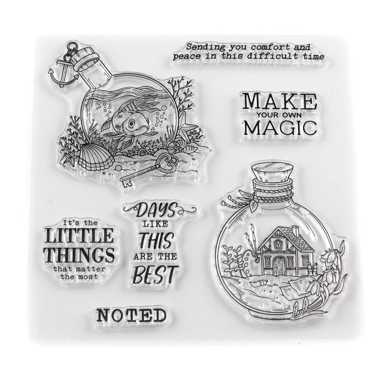 Набір силіконових штампів для скрапбукінгу Акваріум CHT198, фото 1