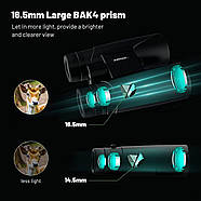 Бінокль Kylietech High Power 12x42 для дорослих з призмою BAK4 об'єктивом FMC, фото 6