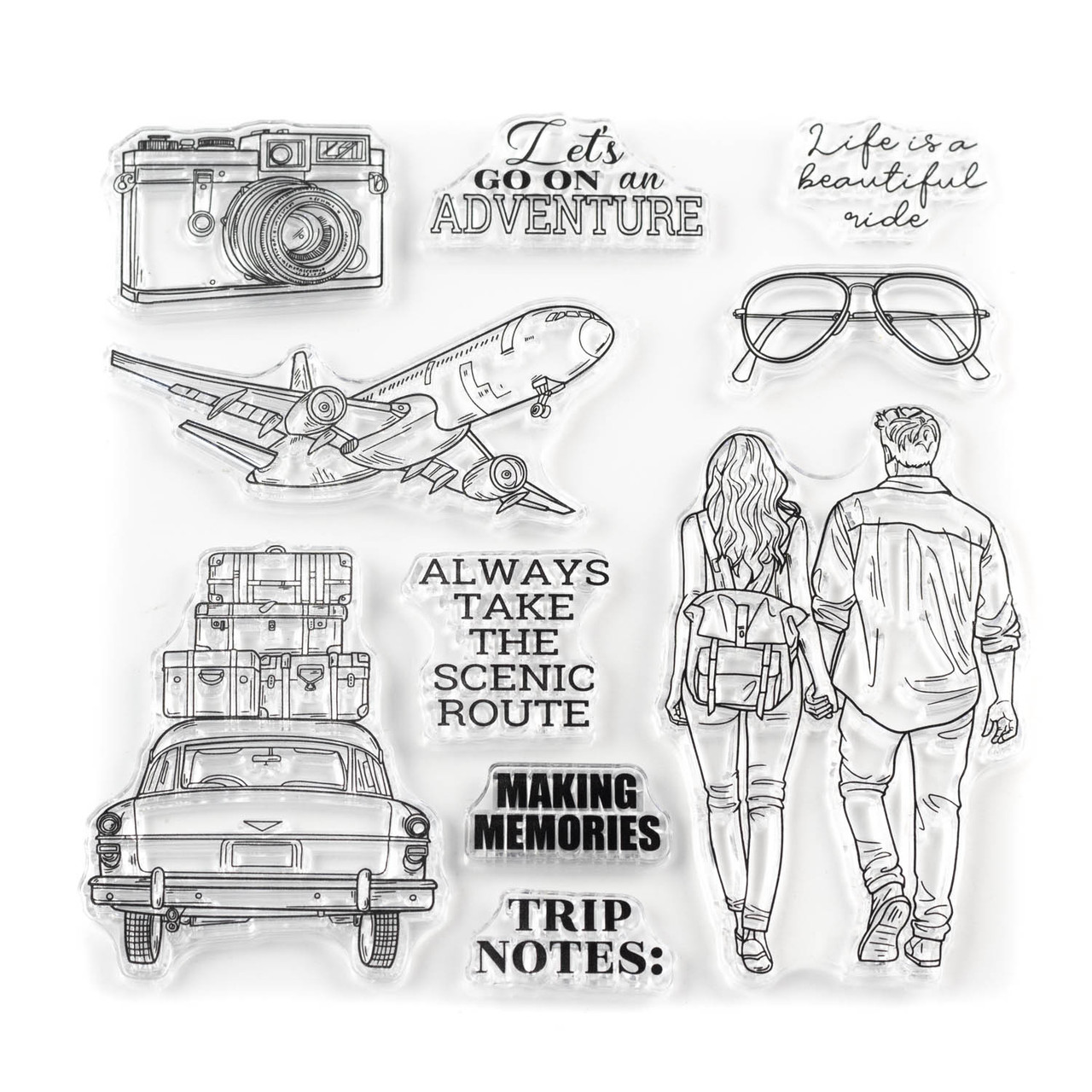 Набір силіконових штампів для скрапбукінгу Подорож CHT199, фото 1