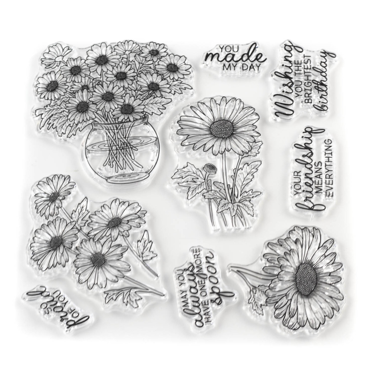 Набір силіконових штампів для скрапбукінгу Ромашки CHT204, фото 1