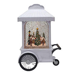 Ліхтар Новорічний з візочком та зимовим містечком, музика, світло, USB, 22 см