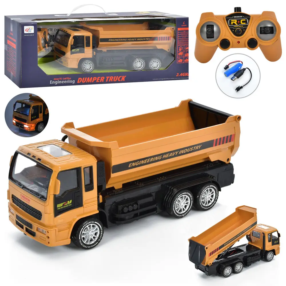 Машинка на радіокеруванні "Самоскид" 30см, акумулятор, світло, рухомий кузов, гумові колеса, 690-A2, фото 1