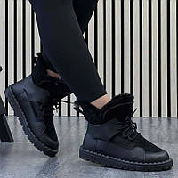 37, 38, 39 р. Жіночі черевики стильні зимові чорні на хутрі (1212011)