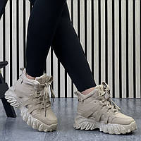 38 р. маломірки Жіночі черевики світло-коричневі зима на високій підошві утеплені (12121012)