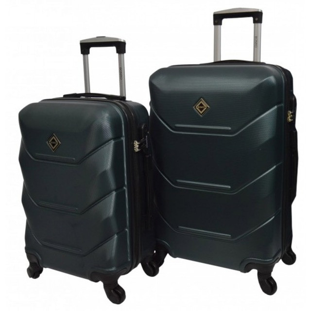 Набір пластикових валіз 2 штуки середня велика на 4 колесах Bonro 2019 смарагдовий, фото 1