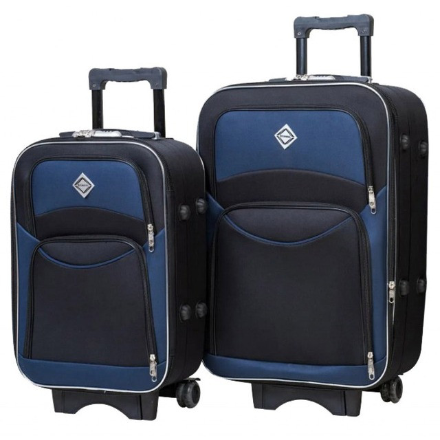 Валіза тканинна набір 2 штуки середня велика Bonro Style чорно-темно-синій, фото 1